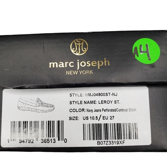 Marc Joseph | NIB Leroy St Navy Jeans Perforated Leather Loafers Boy's 10.5 - Picture 3 of 13
